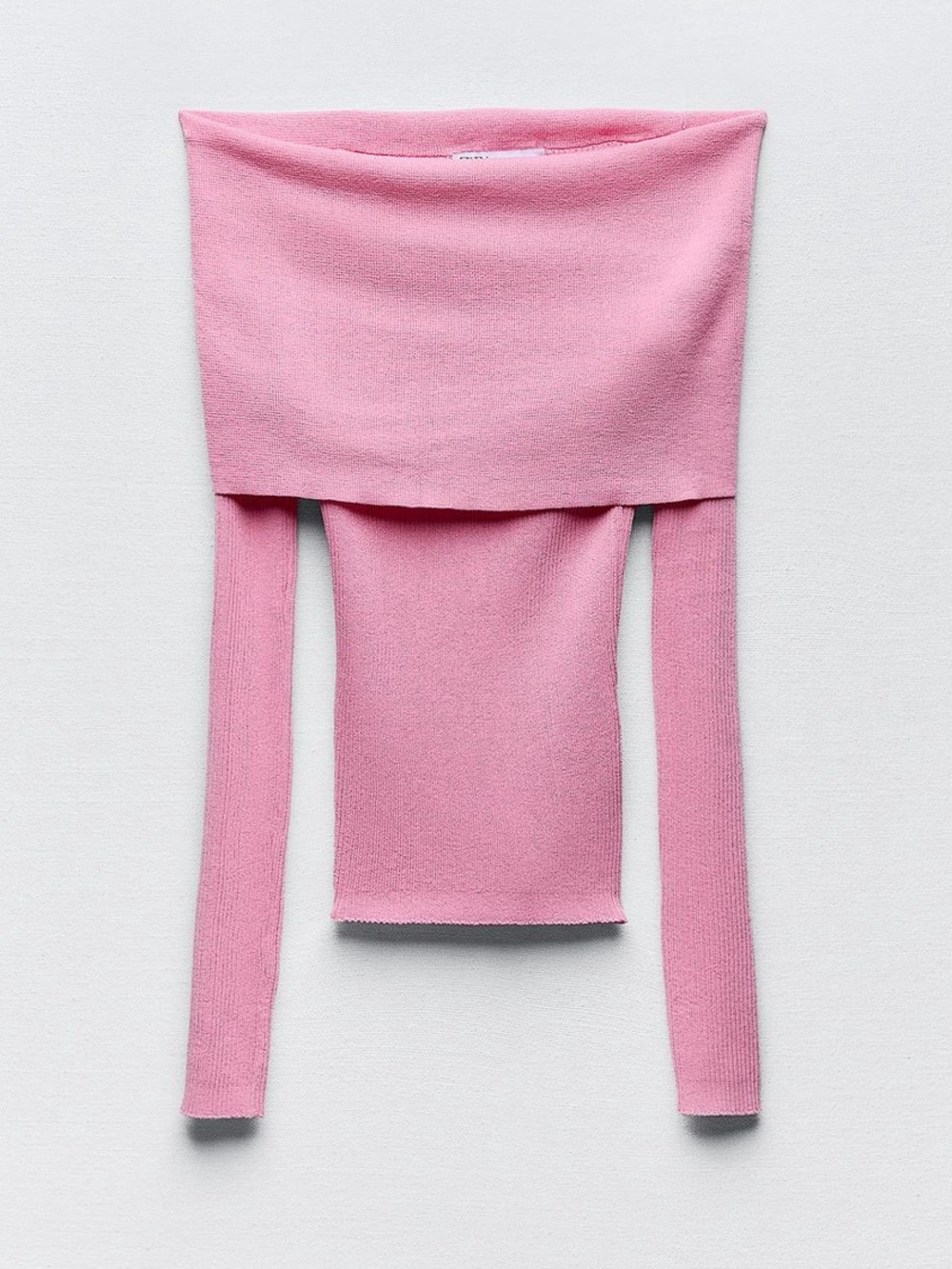 Zara Pink Off-Shoulder Ribbed Knit Top